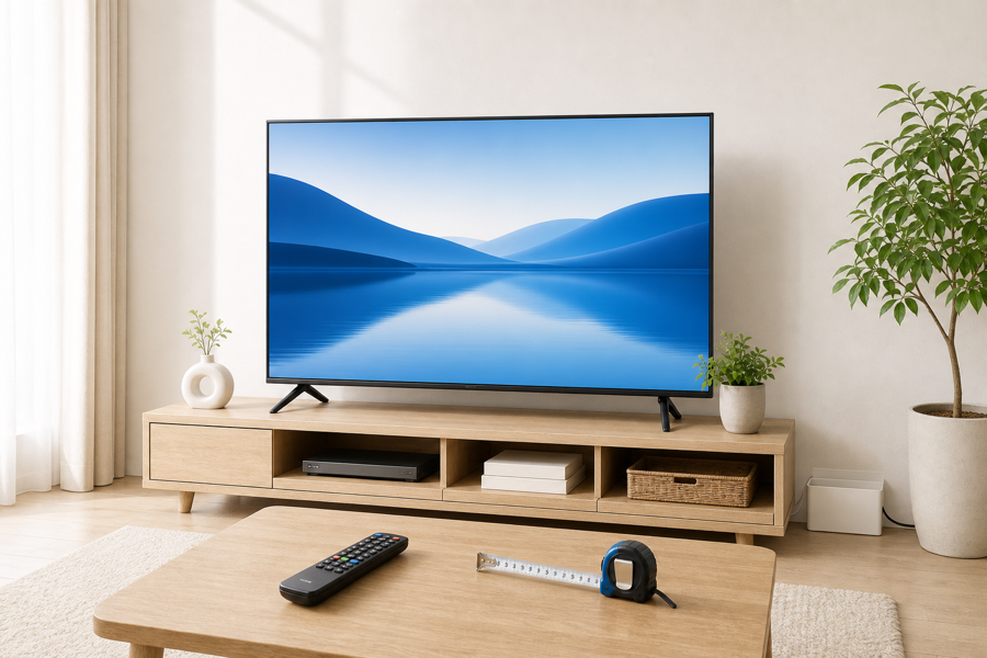 家電量販店でテレビの配送・設置・回収を相談するイメージ